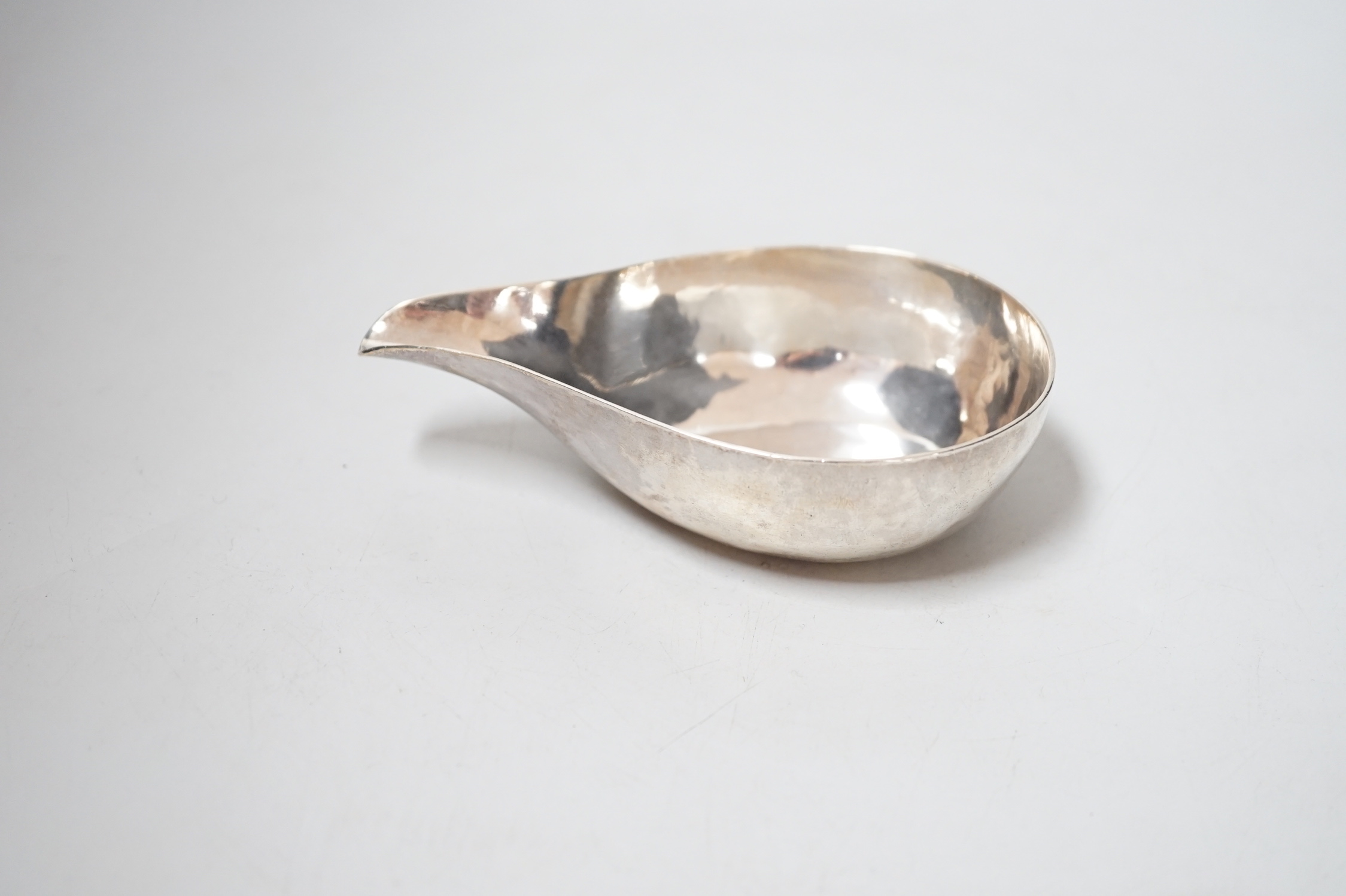 A Georgian silver pap boat, marks rubbed, 11cm, 64 grams.